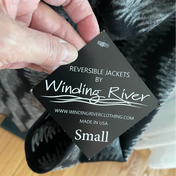 Winding River open closure reversible black gray & white striped jacket small - Picture 5 of 5